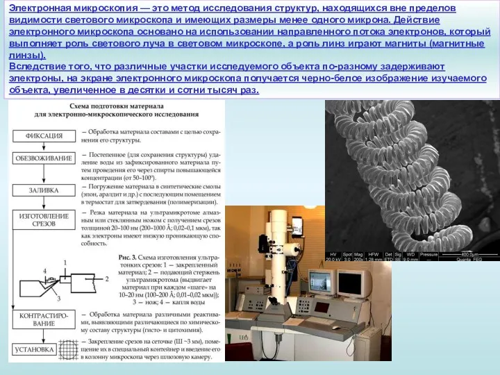 Электронная микроскопия — это метод исследования структур, находящихся вне пределов
