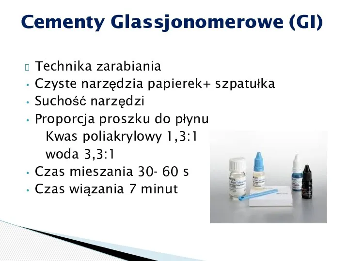 Technika zarabiania Czyste narzędzia papierek+ szpatułka Suchość narzędzi Proporcja proszku