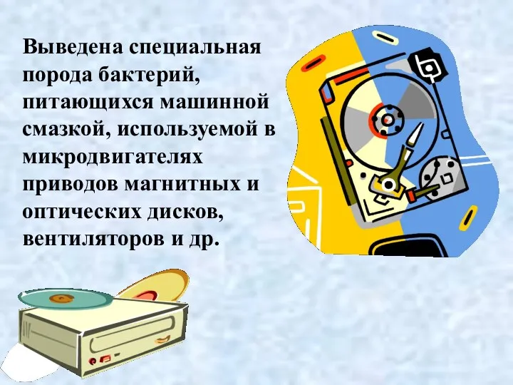 Выведена специальная порода бактерий, питающихся машинной смазкой, используемой в микродвигателях