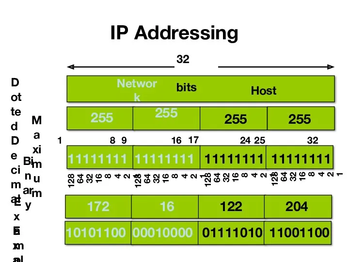 IP Addressing 255 255 255 255 Dotted Decimal Maximum Network