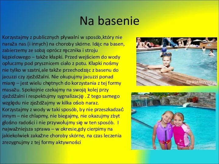 Na basenie Korzystajmy z publicznych pływalni w sposób,który nie naraża