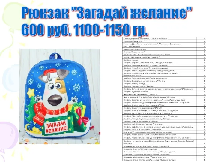 Рюкзак "Загадай желание" 600 руб. 1100-1150 гр.