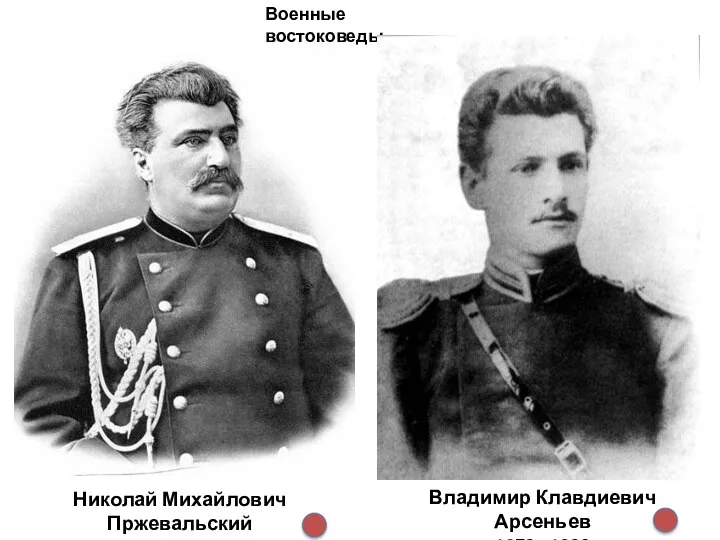 Владимир Клавдиевич Арсеньев 1872 - 1930 Военные востоковеды Николай Михайлович Пржевальский 1839 – 1888