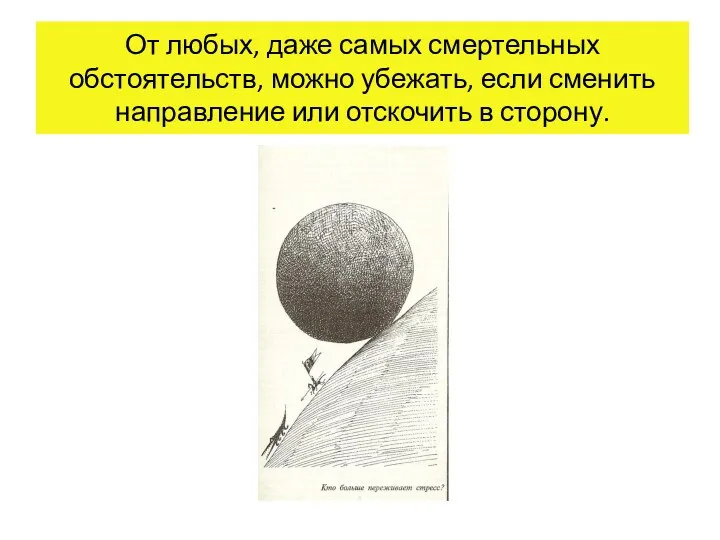 От любых, даже самых смертельных обстоятельств, можно убежать, если сменить направление или отскочить в сторону.