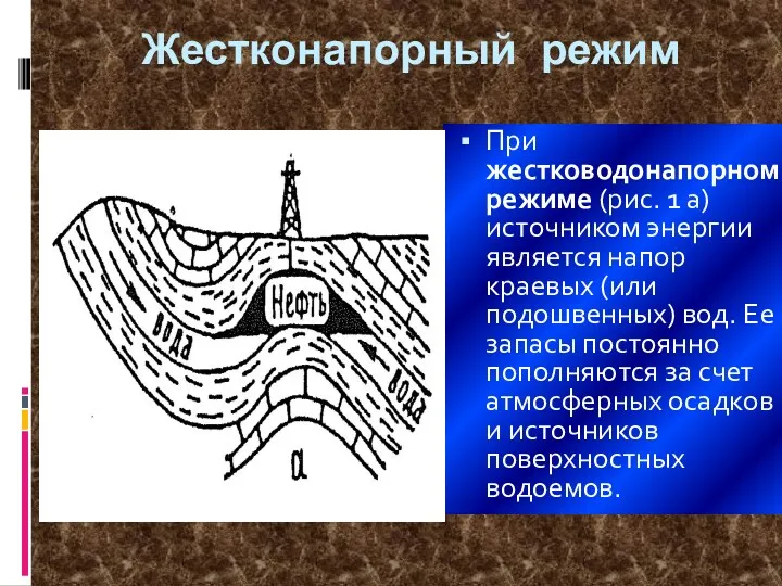 Жестконапорный режим При жестководонапорном режиме (рис. 1 а) источником энергии