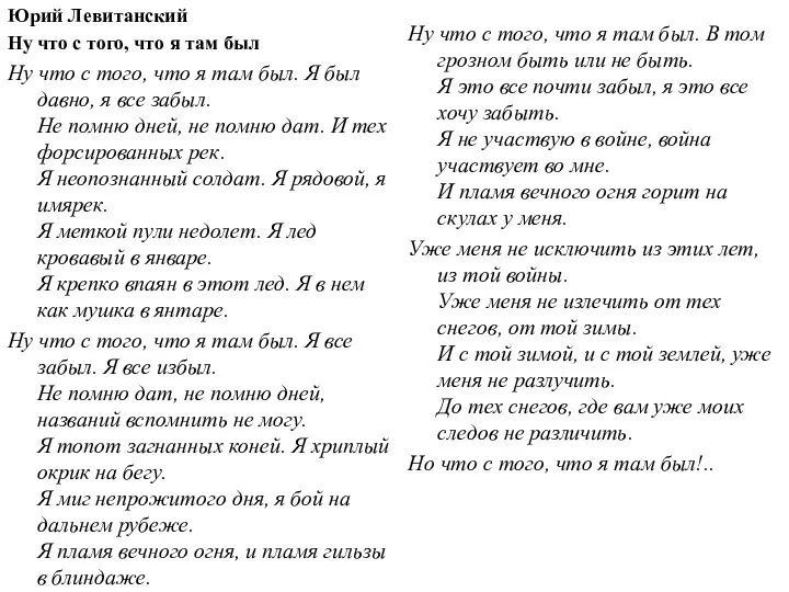 Юрий Левитанский Ну что с того, что я там был