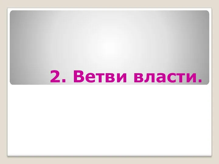 2. Ветви власти.