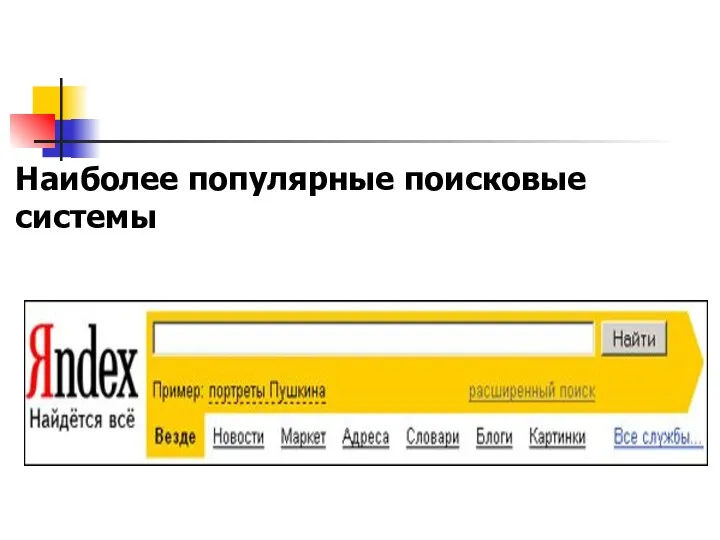 Наиболее популярные поисковые системы