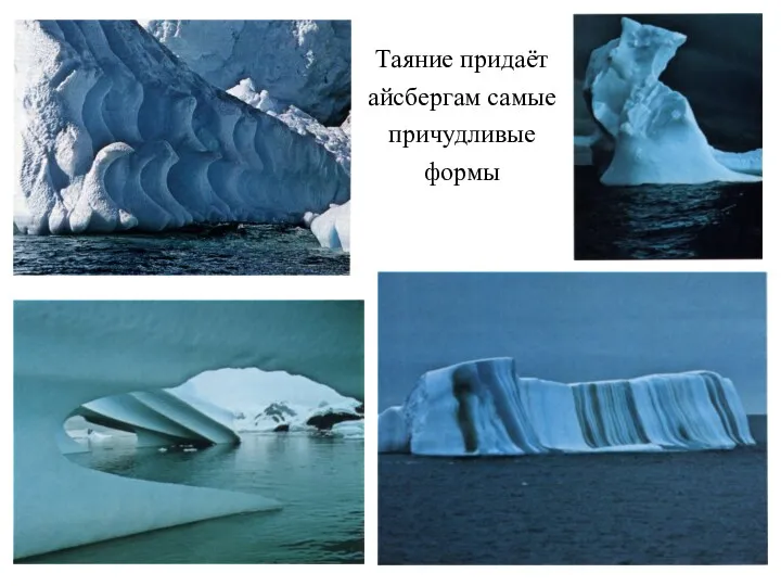 Таяние придаёт айсбергам самые причудливые формы