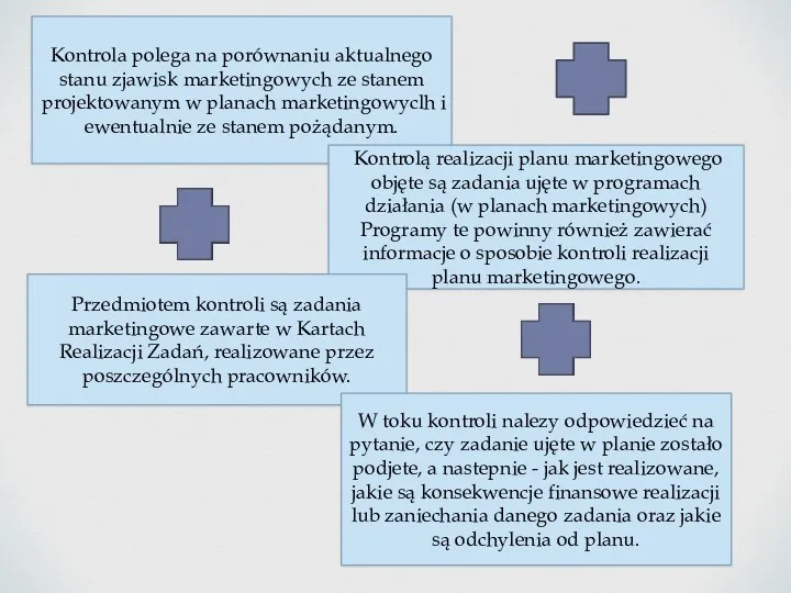 Kontrola polega na porównaniu aktualnego stanu zjawisk marketingowych ze stanem