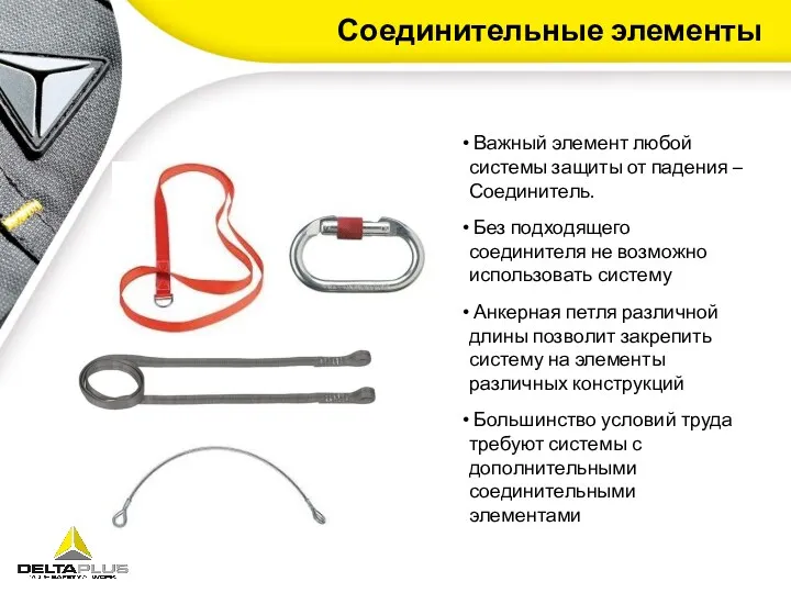 Соединительные элементы Важный элемент любой системы защиты от падения –