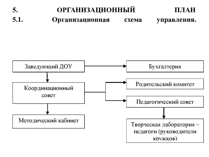 5. ОРГАНИЗАЦИОННЫЙ ПЛАН 5.1. Организационная схема управления.