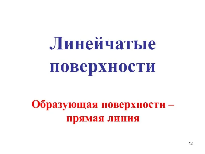 Линейчатые поверхности Образующая поверхности – прямая линия