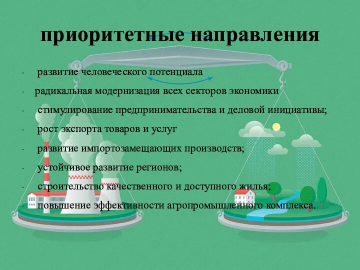 приоритетные направления развитие человеческого потенциала радикальная модернизация всех секторов экономики