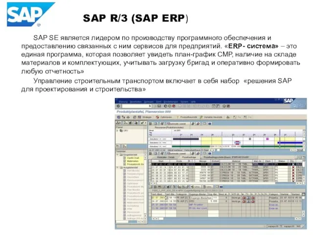 SAP R/3 (SAP ERP) SAP SE является лидером по производству