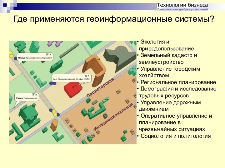 Где применяются геоинформационные системы? Экология и природопользование Земельный кадастр и