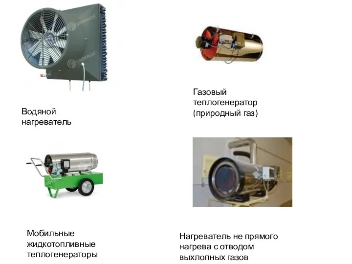 Водяной нагреватель Газовый теплогенератор (природный газ) Мобильные жидкотопливные теплогенераторы Нагреватель