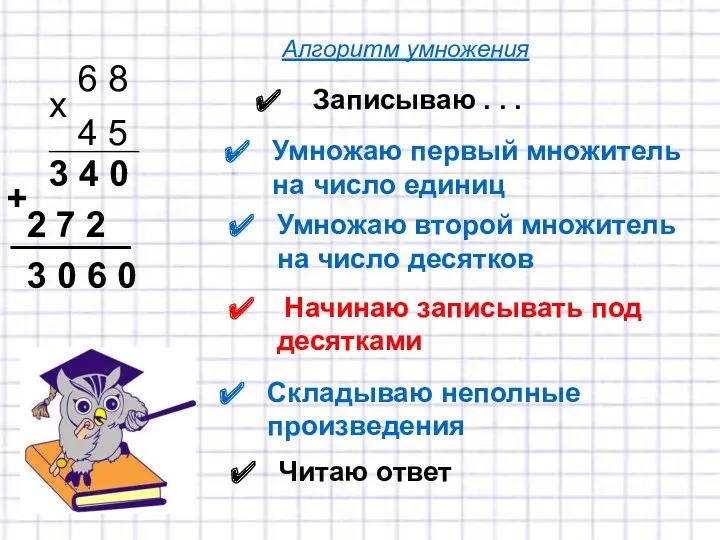 Записываю . . . 6 8 4 5 х Умножаю первый множитель на