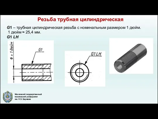 Резьба трубная цилиндрическая G1 – трубная цилиндрическая резьба с номинальным