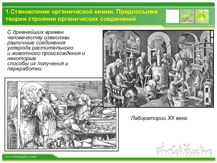 1.Становление органической химии. Предпосылки теории строения органических соединений Лаборатории XII