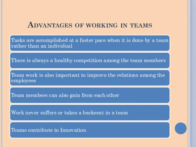 Advantages of working in teams