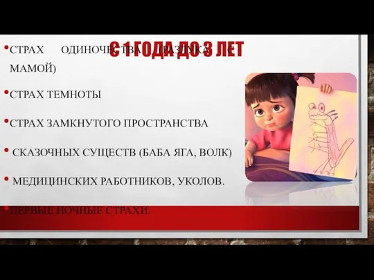 С 1 ГОДА ДО 3 ЛЕТ СТРАХ ОДИНОЧЕСТВА (РАЗЛУКА С