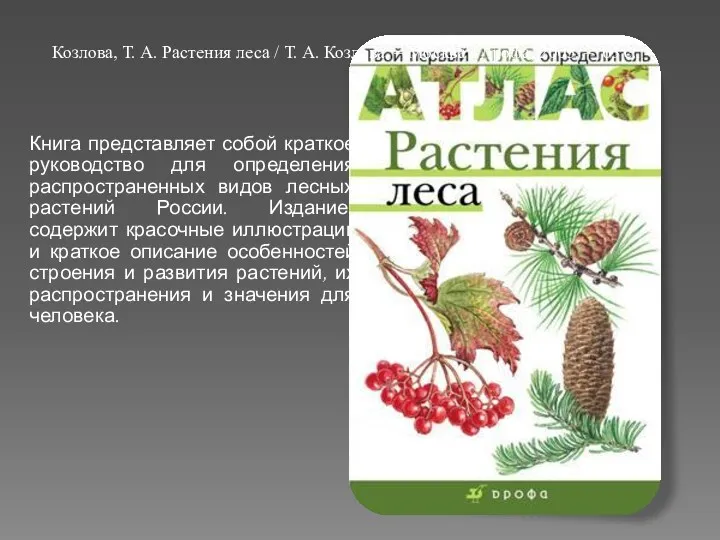 Книга представляет собой краткое руководство для определения распространенных видов лесных