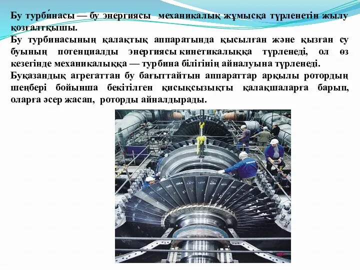 Бу турби́насы — бу энергиясы механикалық жұмысқа түрленетін жылу қозғалтқышы.