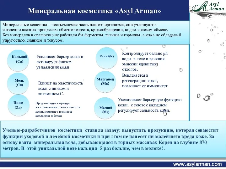 Кальций (Ca) Цинк (Zn) Медь (Cu) Магний (Mg) Калий(K) Марганец (Mn) Усиливает барьер