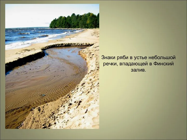 Знаки ряби в устье небольшой речки, впадающей в Финский залив.