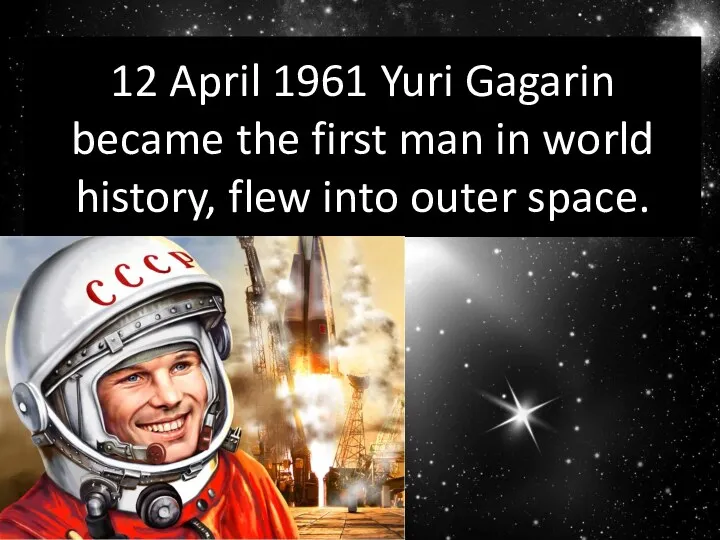 12 April 1961 Yuri Gagarin became the first man in world history, flew into outer space.