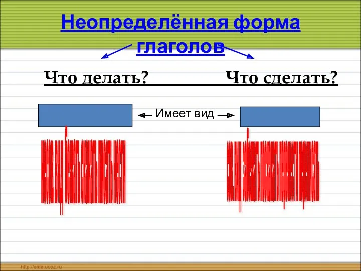 Неопределённая форма глаголов Что делать? Что сделать? несов. вид бежать