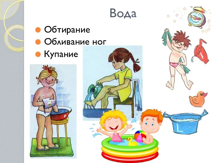 Вода Обтирание Обливание ног Купание