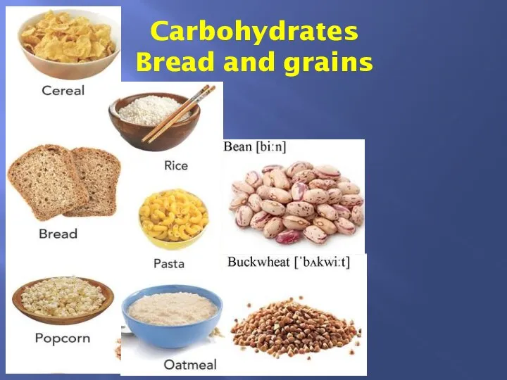 Carbohydrates Bread and grains