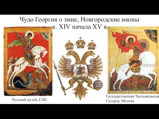 Чудо Георгия о змие, Новгородские иконы к. XIV начала XV