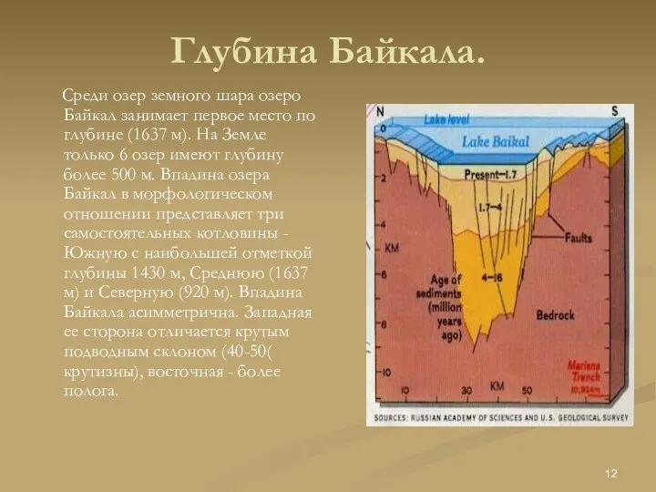 Глубина Байкала. Среди озер земного шара озеро Байкал занимает первое