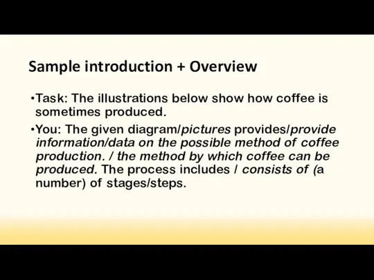 Sample introduction + Overview Task: The illustrations below show how