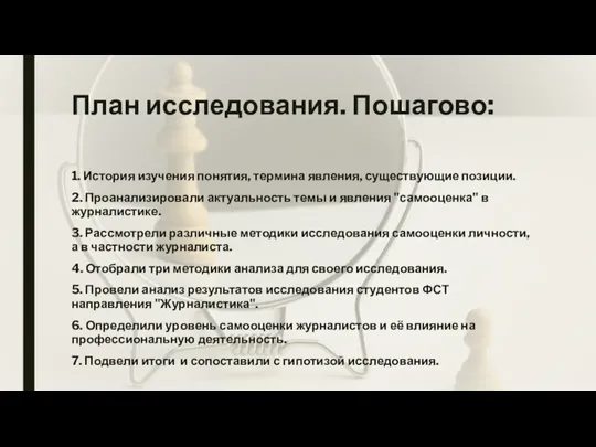 План исследования. Пошагово: 1. История изучения понятия, термина явления, существующие