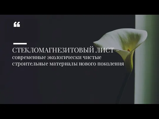 СТЕКЛОМАГНЕЗИТОВЫЙ ЛИСТ – современные экологически чистые строительные материалы нового поколения “ —