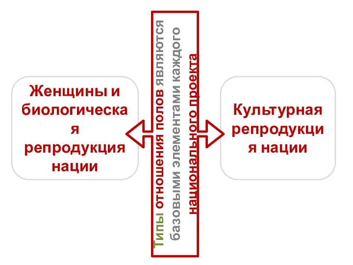 Культурная репродукция нации Женщины и биологическая репродукция нации Типы отношения