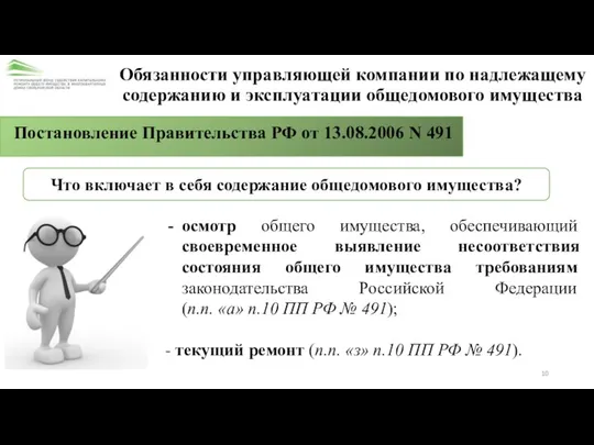 Обязанности управляющей компании по надлежащему содержанию и эксплуатации общедомового имущества