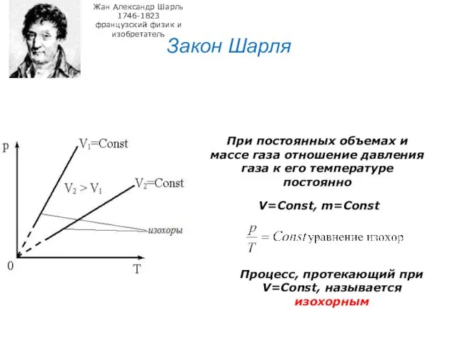 Закон Шарля Жан Александр Шарль 1746-1823 французский физик и изобретатель