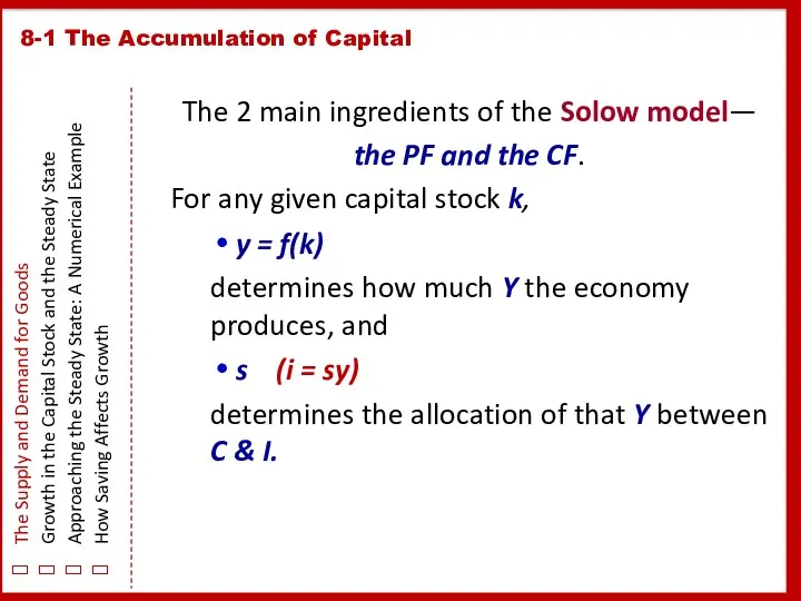 8-1 The Accumulation of Capital The Supply and Demand for