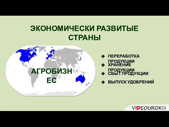 АГРОБИЗНЕС ПЕРЕРАБОТКА ПРОДУКЦИИ ХРАНЕНИЕ ПРОДУКЦИИ ВЫПУСК УДОБРЕНИЙ СБЫТ ПРОДУКЦИИ ЭКОНОМИЧЕСКИ РАЗВИТЫЕ СТРАНЫ