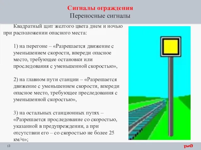 Сигналы ограждения Переносные сигналы Квадратный щит желтого цвета днем и