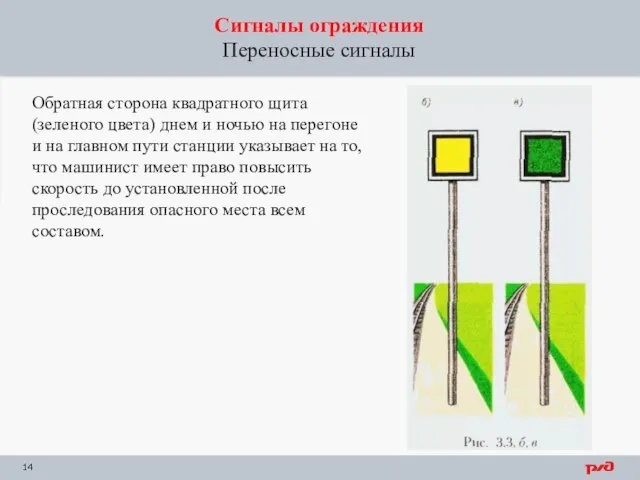 Сигналы ограждения Переносные сигналы Обратная сторона квадратного щита (зеленого цвета)