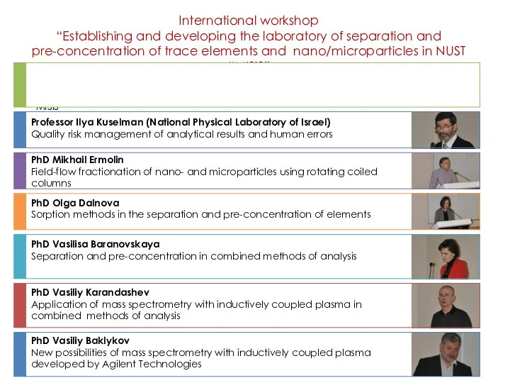 International workshop “Establishing and developing the laboratory of separation and