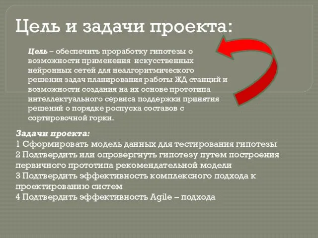 Цель – обеспечить проработку гипотезы о возможности применения искусственных нейронных