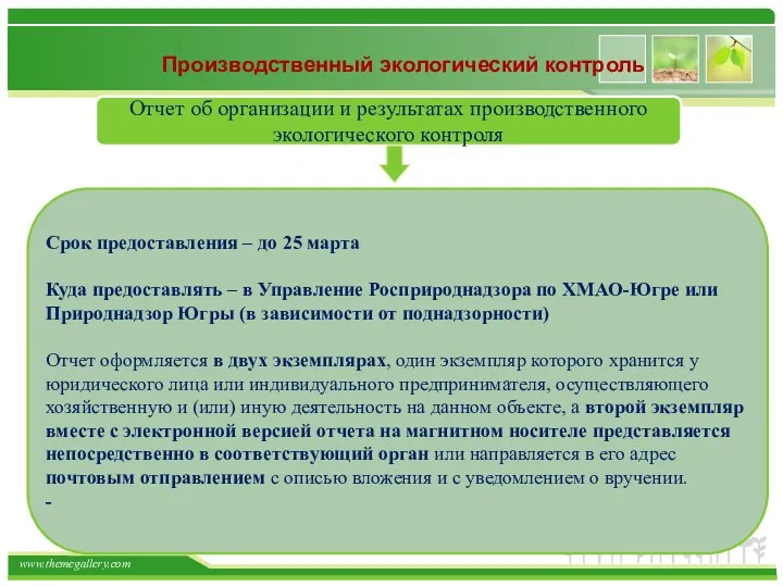 Производственный экологический контроль Отчет об организации и результатах производственного экологического