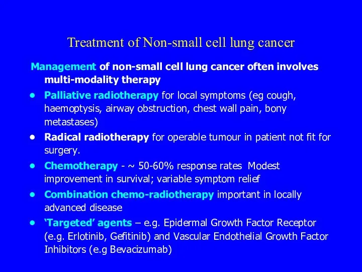 Treatment of Non-small cell lung cancer Management of non-small cell